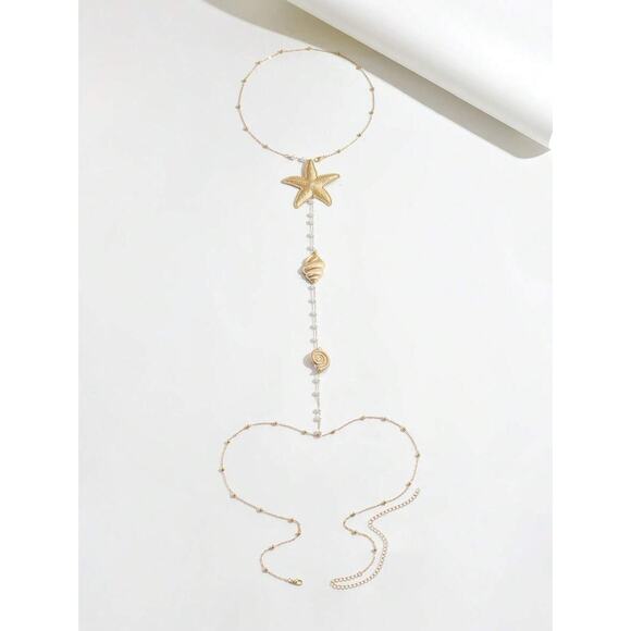 Mermaid, Beach, Starfish, Gold tone Versatile Body Chain [One Size] - Picture 3 of 4